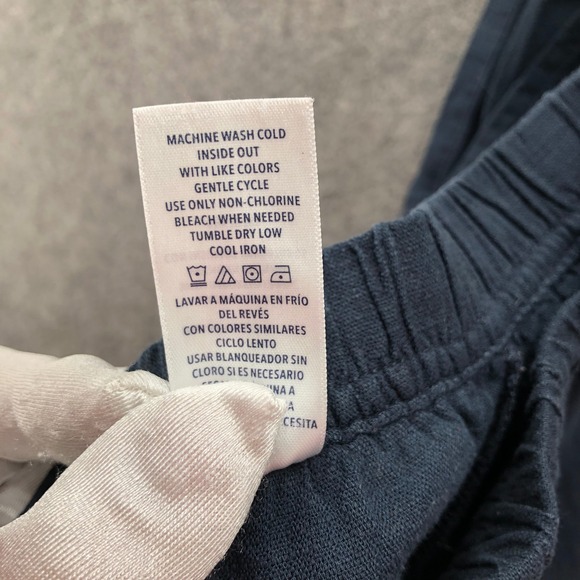 Splendid Linen Blend Crop Pants Womens L Navy Wide Leg High Rise Pull On - Picture 5 of 10